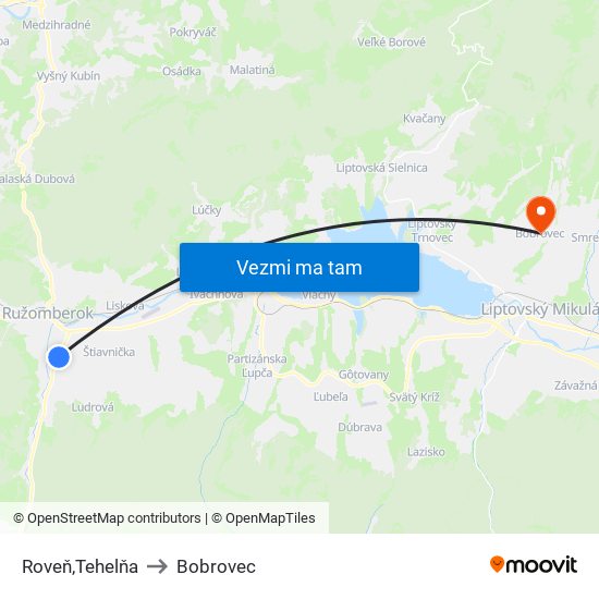 Roveň,Tehelňa to Bobrovec map