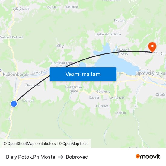 Biely Potok,Pri Moste to Bobrovec map