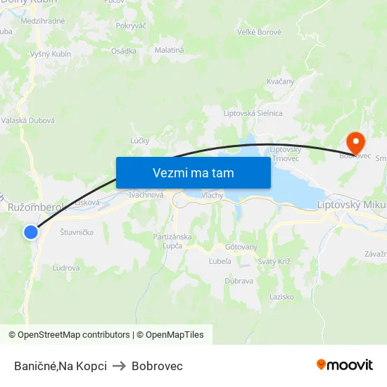 Baničné,Na Kopci to Bobrovec map