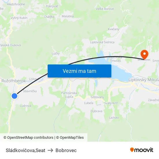 Sládkovičova,Seat to Bobrovec map