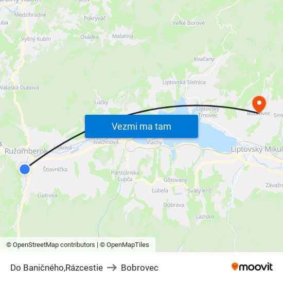 Do Baničného,Rázcestie to Bobrovec map