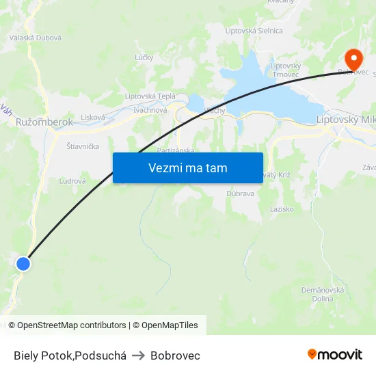 Biely Potok,Podsuchá to Bobrovec map