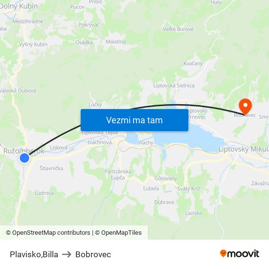 Plavisko,Billa to Bobrovec map