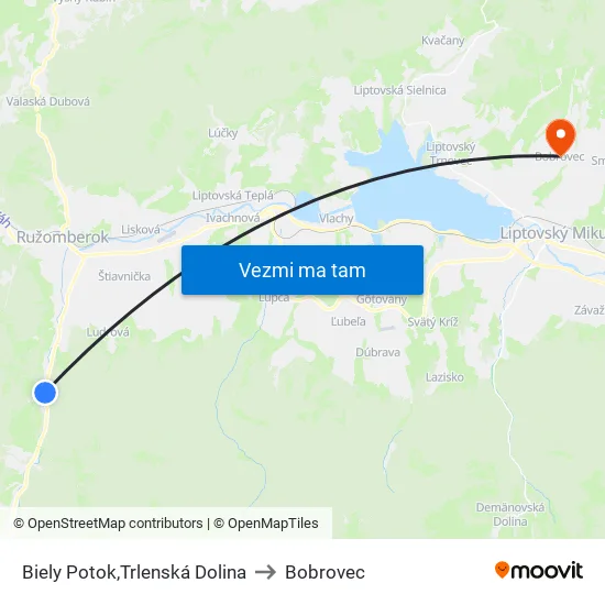 Biely Potok,Trlenská Dolina to Bobrovec map