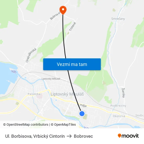 Ul. Borbisova, Vrbický Cintorín to Bobrovec map