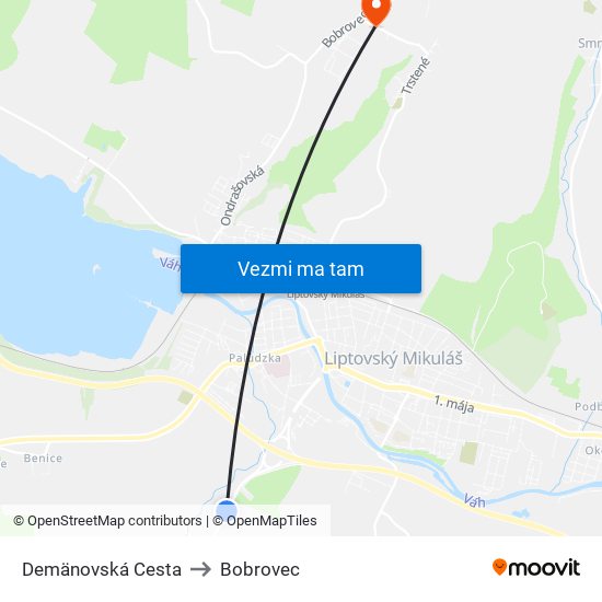Demänovská Cesta to Bobrovec map