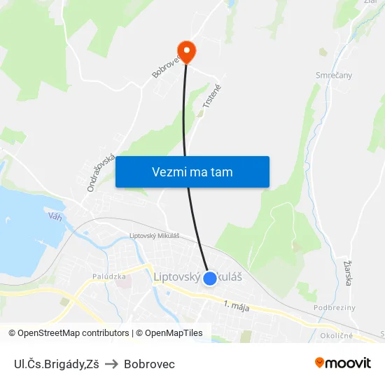 Ul.Čs.Brigády,Zš to Bobrovec map