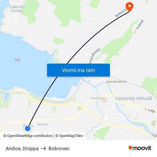 Andice, Droppa to Bobrovec map