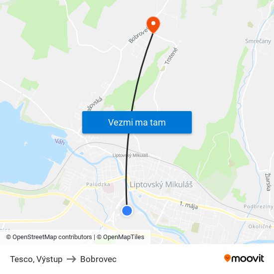 Tesco, Výstup to Bobrovec map