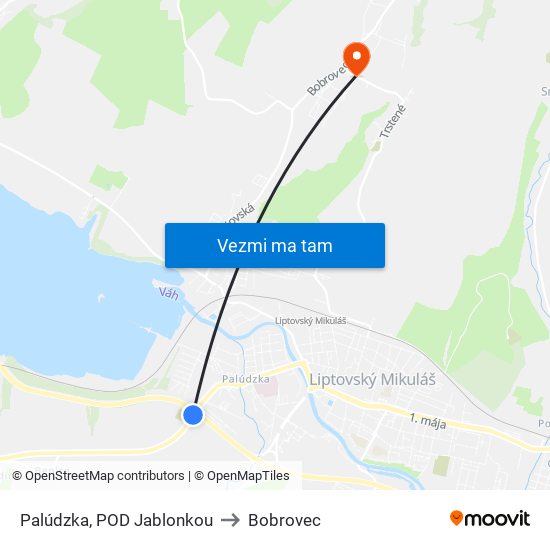 Palúdzka, POD Jablonkou to Bobrovec map