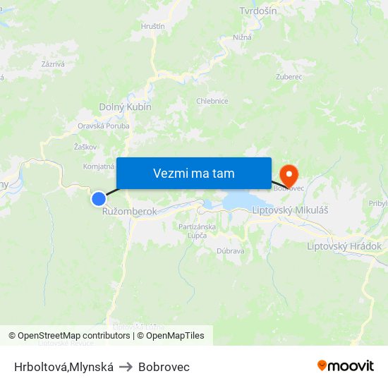 Hrboltová,Mlynská to Bobrovec map