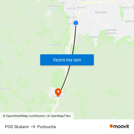 POD Skalami to Podsuchá map