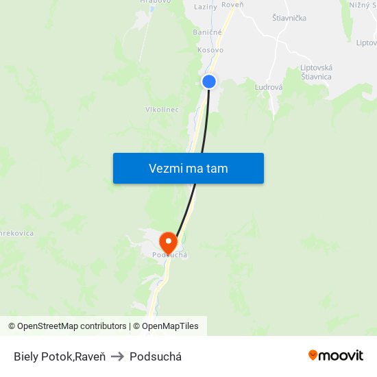 Biely Potok,Raveň to Podsuchá map