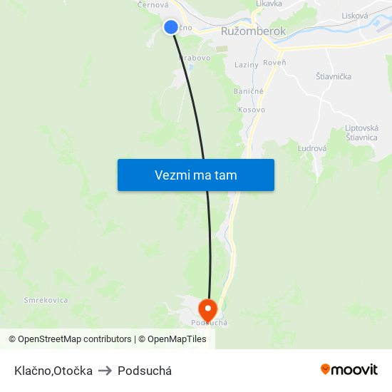 Klačno,Otočka to Podsuchá map