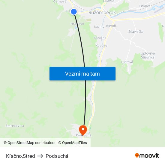 Kľačno,Stred to Podsuchá map