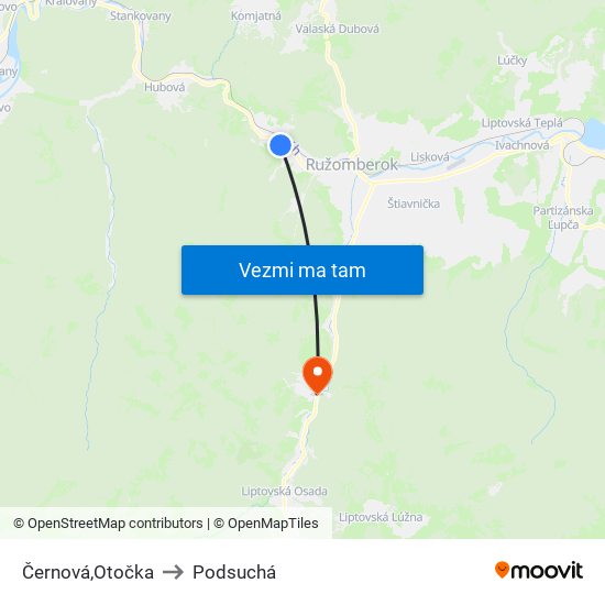 Černová,Otočka to Podsuchá map