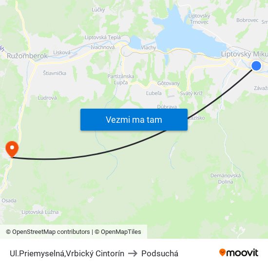 Ul.Priemyselná,Vrbický Cintorín to Podsuchá map