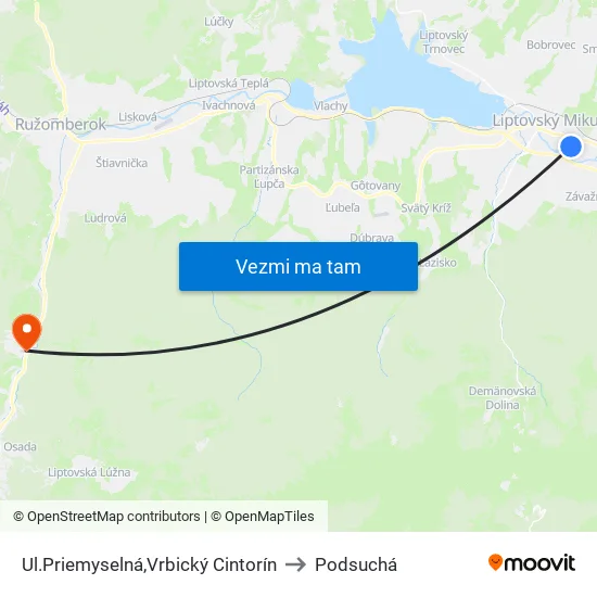 Ul.Priemyselná,Vrbický Cintorín to Podsuchá map