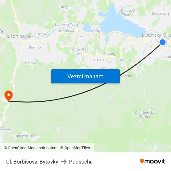 Ul. Borbisova, Bytovky to Podsuchá map