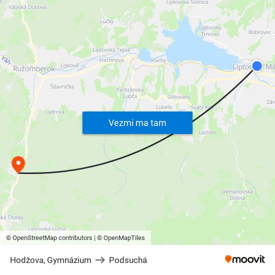 Hodžova, Gymnázium to Podsuchá map