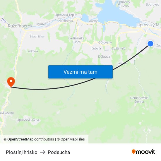 Ploštín,Ihrisko to Podsuchá map