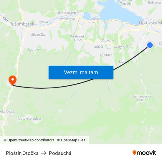 Ploštín,Otočka to Podsuchá map