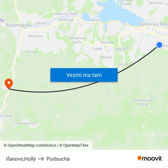 Iľanovo,Hollý to Podsuchá map
