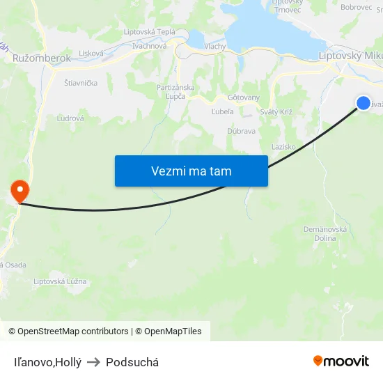 Iľanovo,Hollý to Podsuchá map