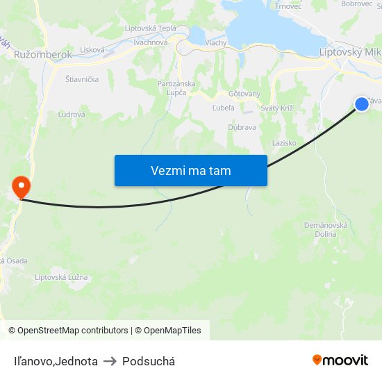 Iľanovo,Jednota to Podsuchá map