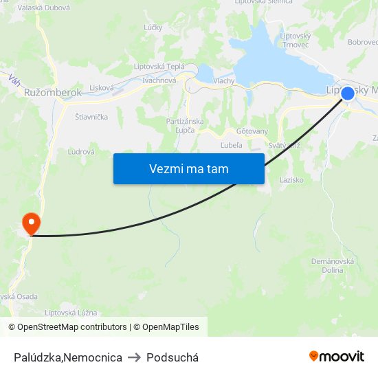 Palúdzka,Nemocnica to Podsuchá map