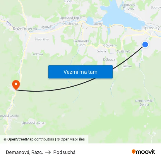 Demänová, Rázc. to Podsuchá map