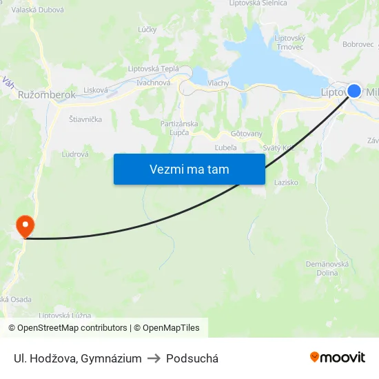 Ul. Hodžova, Gymnázium to Podsuchá map