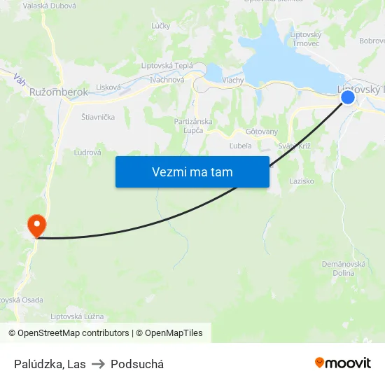 Palúdzka, Las to Podsuchá map