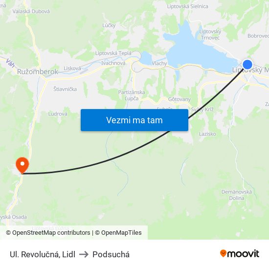 Ul. Revolučná, Lidl to Podsuchá map