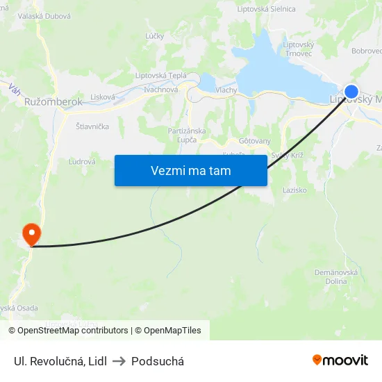 Ul. Revolučná, Lidl to Podsuchá map
