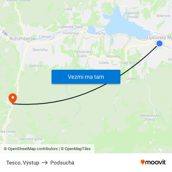 Tesco, Výstup to Podsuchá map