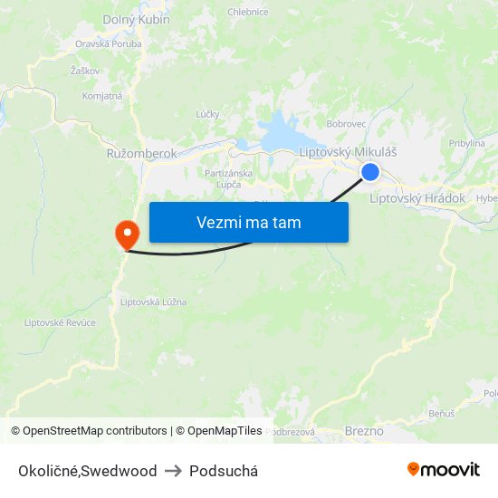 Okoličné,Swedwood to Podsuchá map