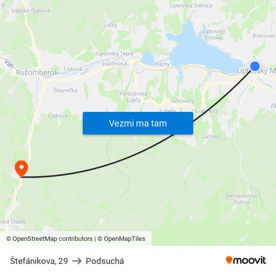 Štefánikova, 29 to Podsuchá map