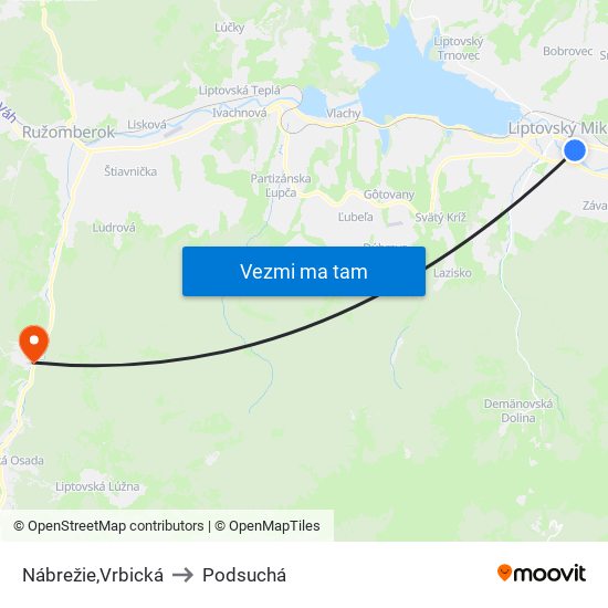 Nábrežie,Vrbická to Podsuchá map