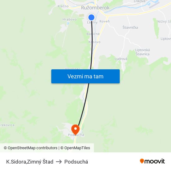 K.Sidora,Zimný Štad to Podsuchá map