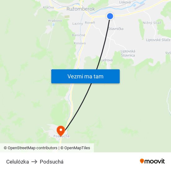 Celulózka to Podsuchá map