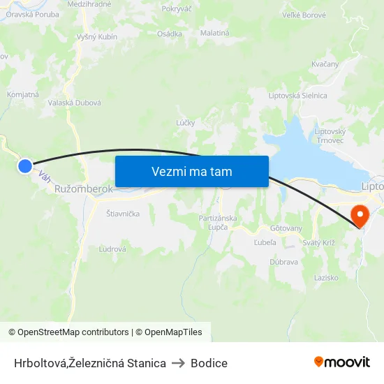 Hrboltová,Železničná Stanica to Bodice map
