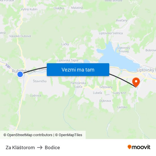 Za Kláštorom to Bodice map