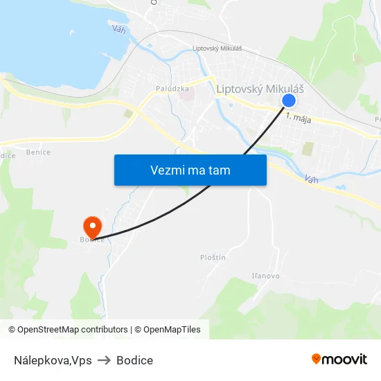 Nálepkova,Vps to Bodice map