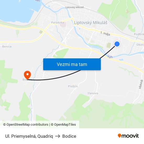 Ul. Priemyselná, Quadriq to Bodice map