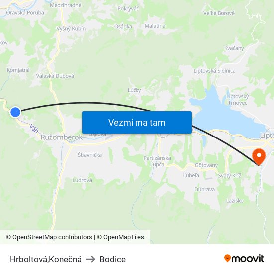 Hrboltová,Konečná to Bodice map