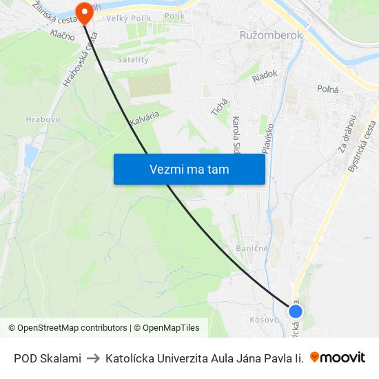 POD Skalami to Katolícka Univerzita Aula Jána Pavla Ii. map