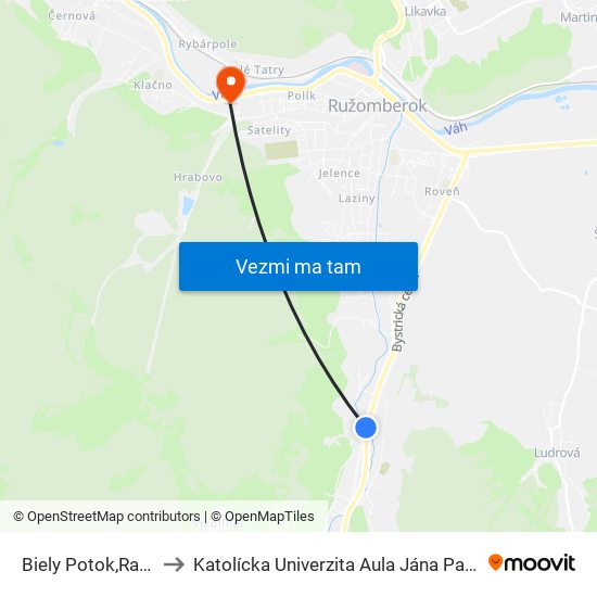 Biely Potok,Raveň to Katolícka Univerzita Aula Jána Pavla Ii. map