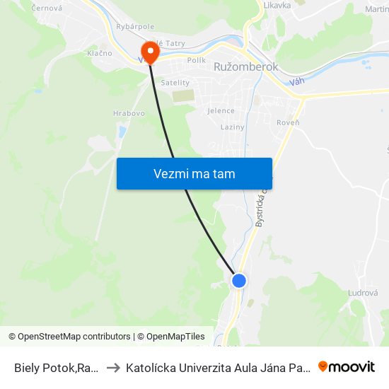 Biely Potok,Raveň to Katolícka Univerzita Aula Jána Pavla Ii. map