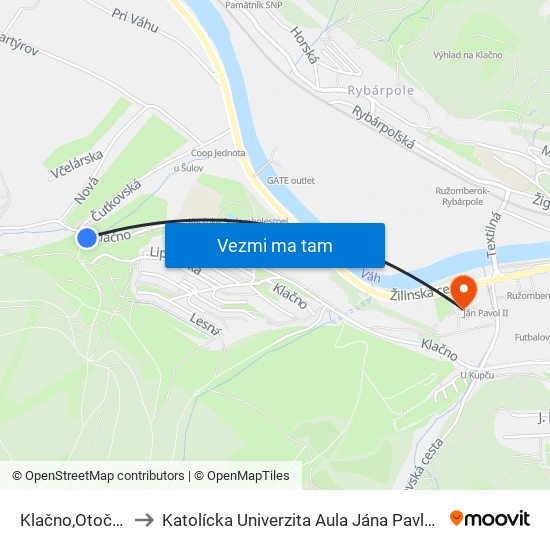 Klačno,Otočka to Katolícka Univerzita Aula Jána Pavla Ii. map